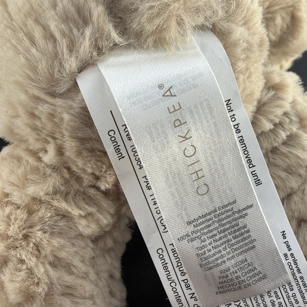 HTF Chickpea 12" Creamy Tan Plush Bear EUC Plaid Feet - Picture 4 of 8